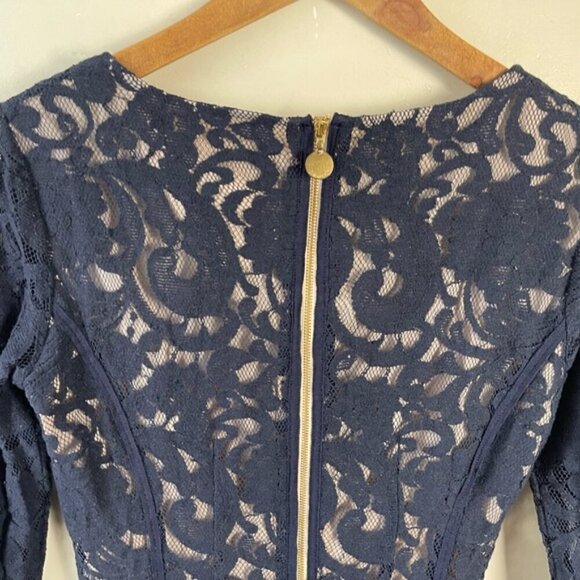 InWear midnight navy blue lace overlay PATRICE pencil DRESS size 6 - Picture 10 of 16
